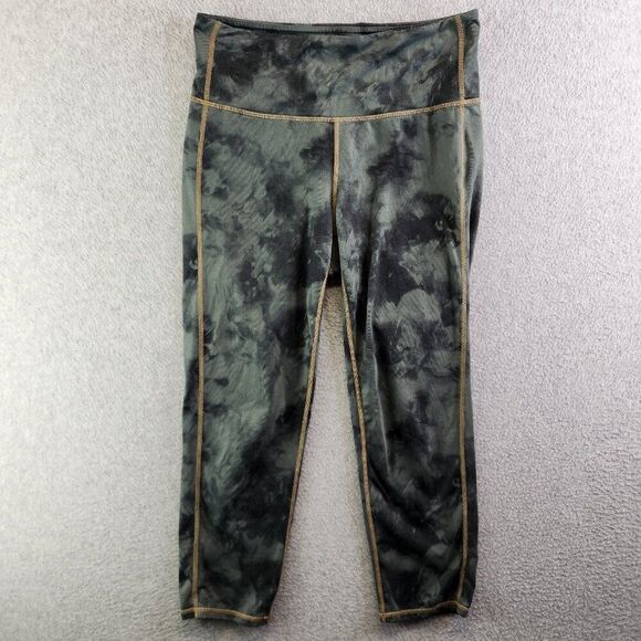 Athleta Leggings Womens Small Green Tie Dye Capri Mid Rise Yoga Practice - Picture 1 of 13